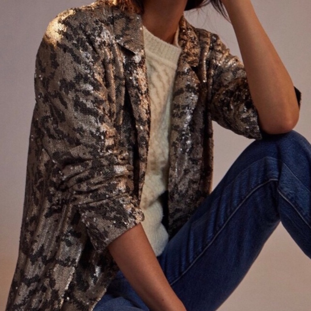 Anthropologie Maeve Sequined Blazer